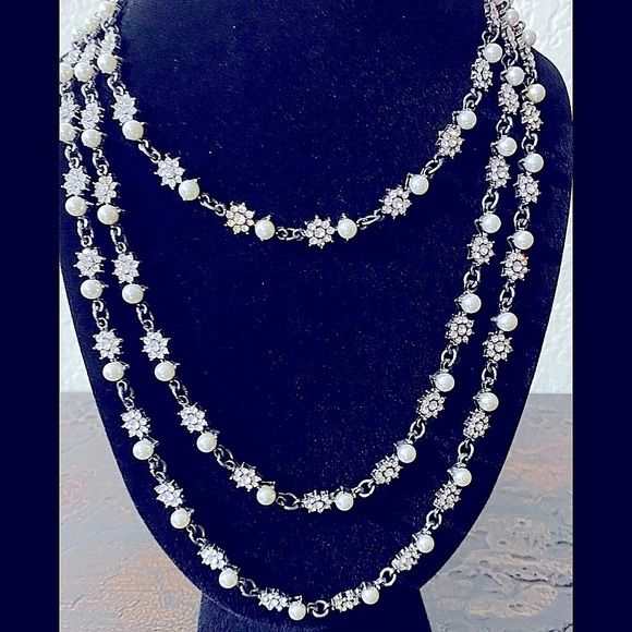 Jewelry - Multi-strand pearl and crystal necklace